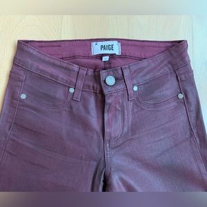 PAIGE Verdugo Ultra Skinny Red/Maroon Waxed Jeans (23)